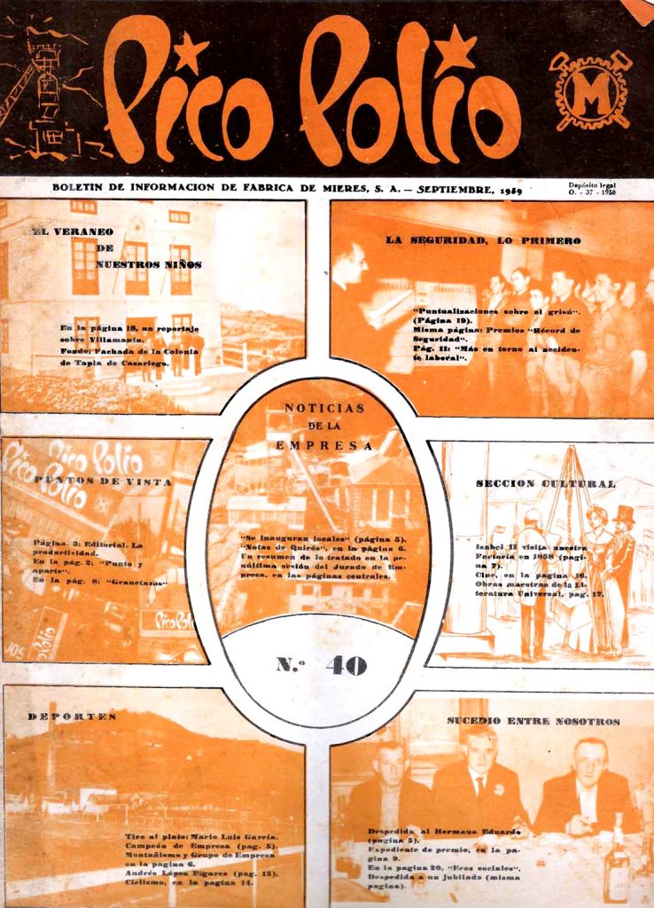 Revista Pico Polio, boletín de información de Fábrica de Mieres, Nº40. Septiembre 1959