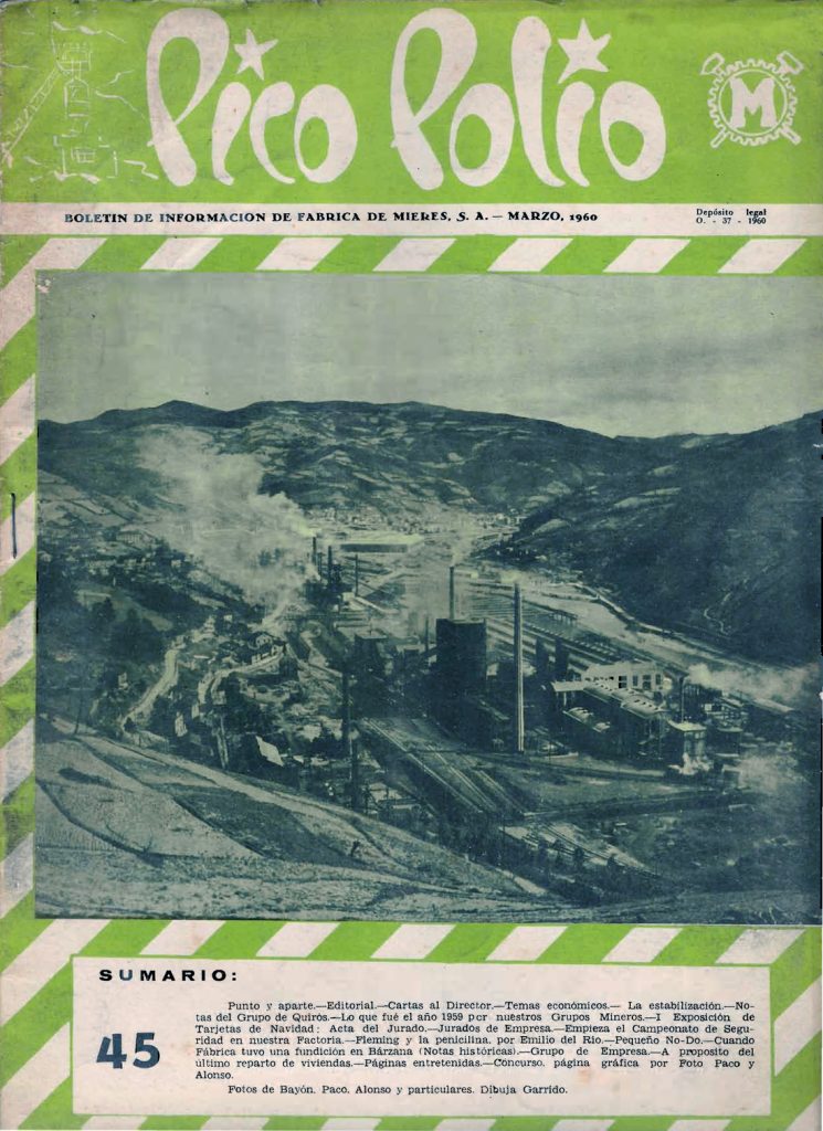 Revista Pico Polio, boletín de información de Fábrica de Mieres, Nº45. Marzo 1960