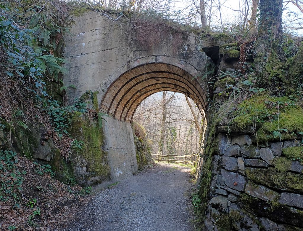 Túnel bajo un plano inclinado de las Minas de Urbiés. Valle de Turón. Mieres. Asturias. 2020