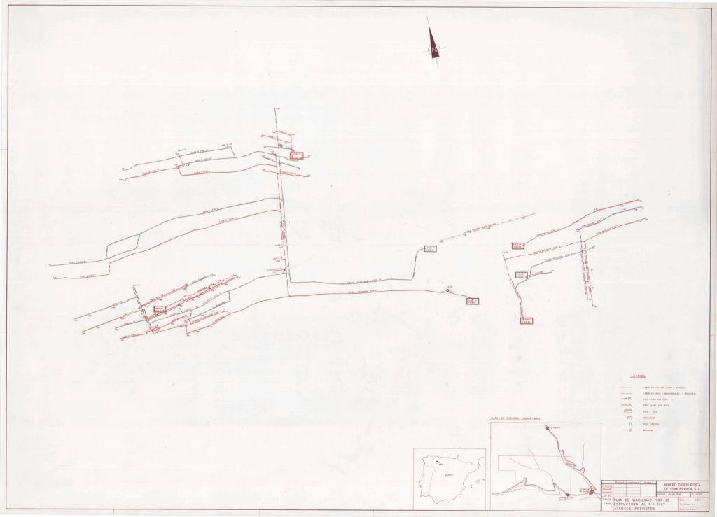 PLN 83 / TOMO 1 MSP. Grupo Paulina. Plano escala 1:5000. Plan de viabilidad 1987-89. Estructura al 1-1-1987. Avances previstos