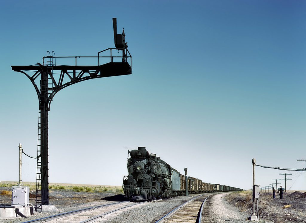 Locomotora de Santa Fe en dirección oeste. Nuevo México, EEUU. 1943