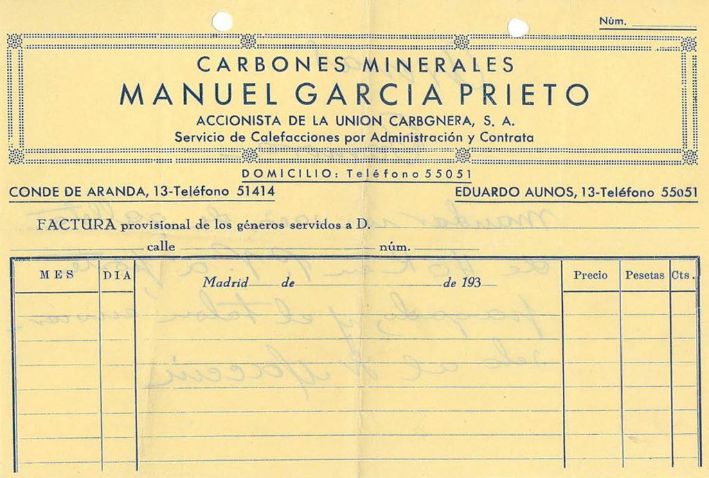 Correspondencia comercial entre Carbones minerales Manuel García Prieto y Carbones Viloria. Años 30. Tomo 6. Doc 12. 2 páginas
