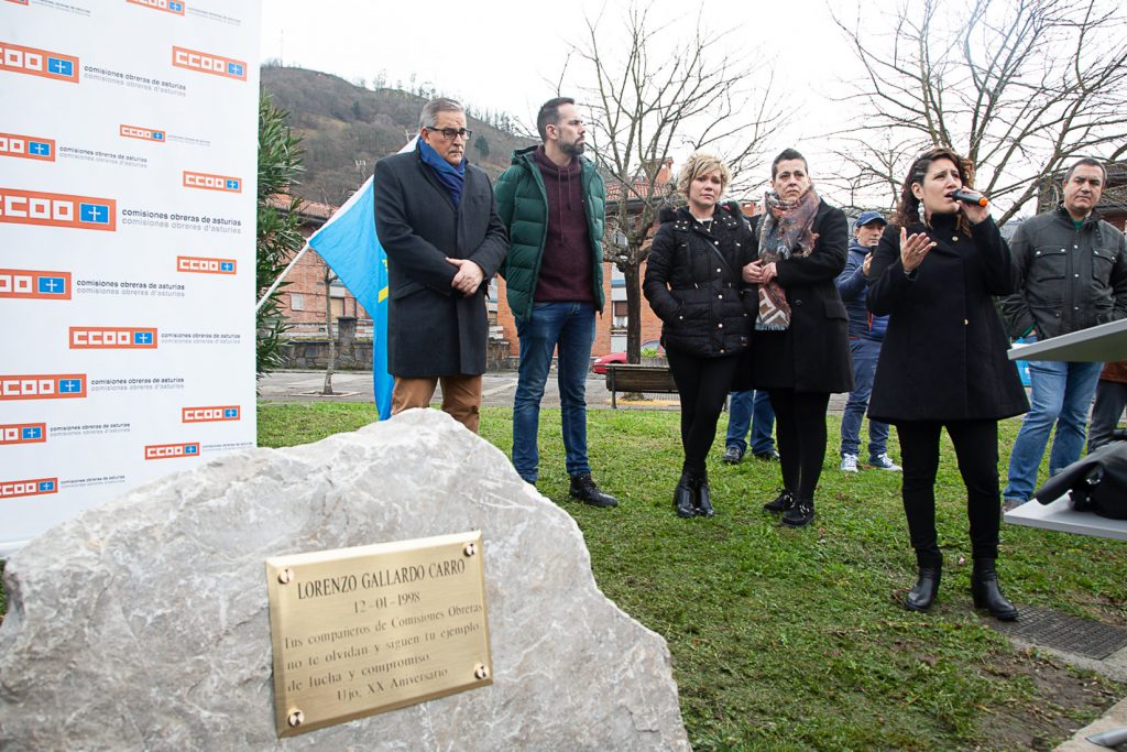Homenaje a Lorenzo Gallardo, minero y sindicalista de CCOO fallecido durante las movilizaciones mineras de 1998. Ujo. Asturias 2018