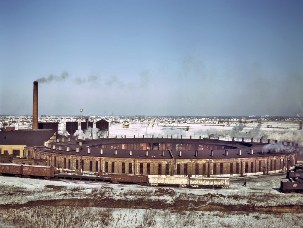 Patio de Proviso, Chicago. Línea de ferrocarril del Noroeste de Chicago. EEUU. 1942