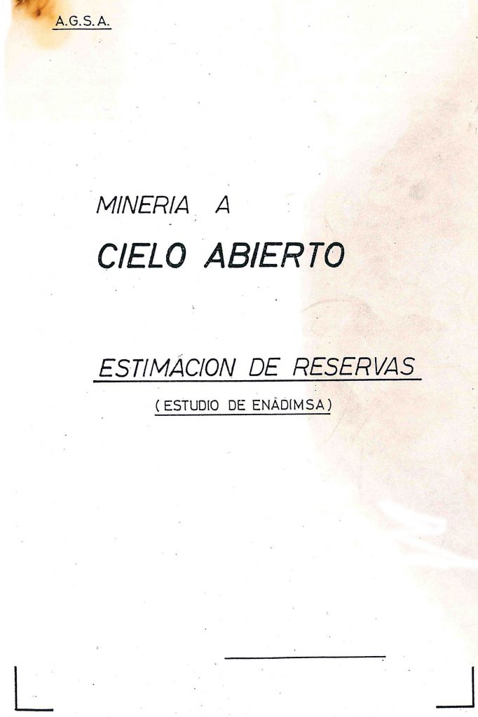 Estimacion de reservas explotables a Cielo Abierto en Antracitas de Gaiztarro S. A. Año 1993. Caja 21. Doc 14. 50 páginas
