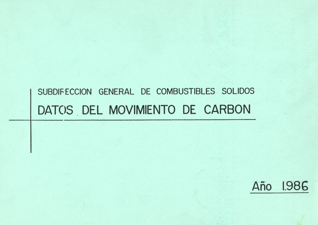 Subdireccion General de Combustibles Solidos. Datos del movimiento de Carbon. Año 1986. Caja 21. Doc 27. 145 páginas