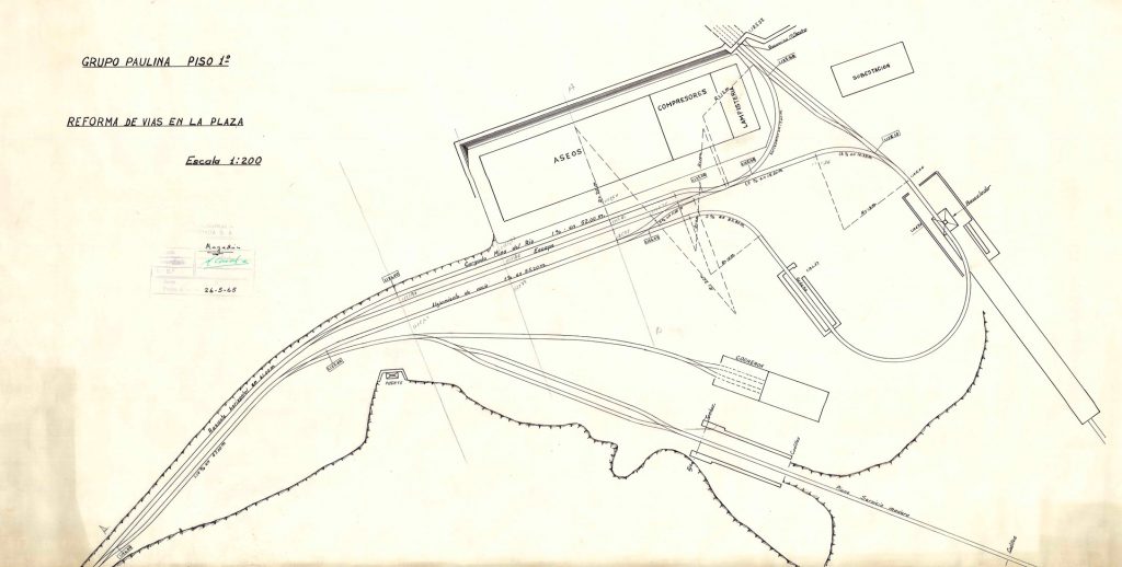 PLN 27 / TOMO 4 MSP – Grupo Paulina. Plano de escala 1:200. Reforma de vías en la plaza. Piso 1º. Año 1965
