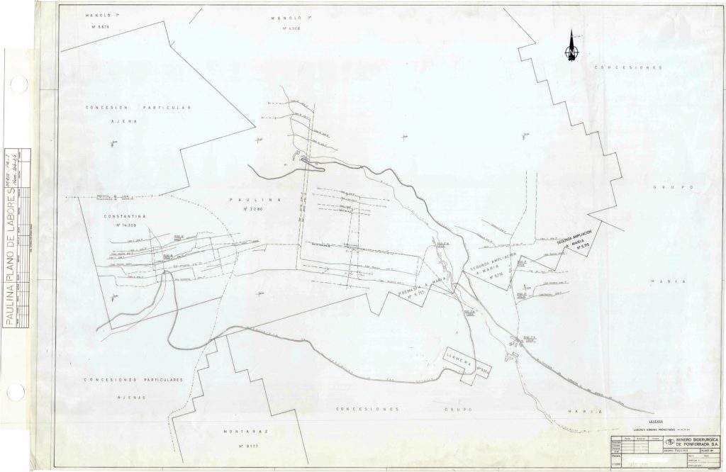 PLN 36 / TOMO 4 MSP – Grupo Paulina. Plano escala 1:5000. Plano de labores proyectadas. Serie PA-I Num 104-1-1