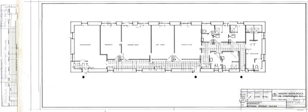 PLN 51 / TOMO 3 MSP – Grupo Paulina. Plano escala 1:50. Anteproyecto reforma oficinas Paulina. Serie PA-E Num 108-1.1. Año 1994