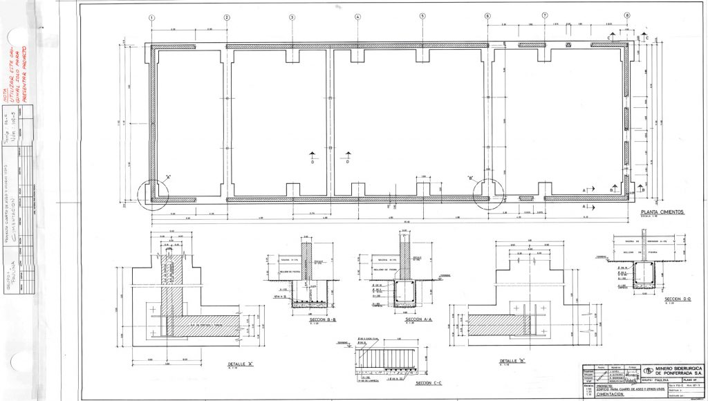 PLN 9 / TOMO 3 MSP – Grupo Paulina. Proyecto edificio para cuarto de aseo y otros usos. Cimentación. Serie Pa-E num 107-5. Año 1993