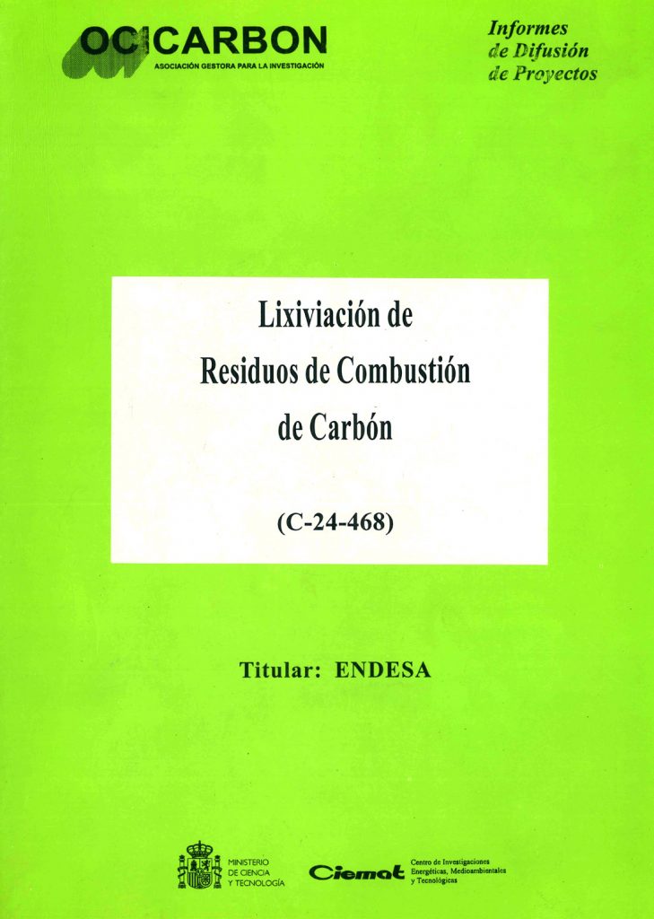 Informe Ocicarbón. Lixiviación de Residuos de Combustión de Carbón (C-24-468). ENDESA. Nº 78. Caja 14. Doc 3. 37 páginas