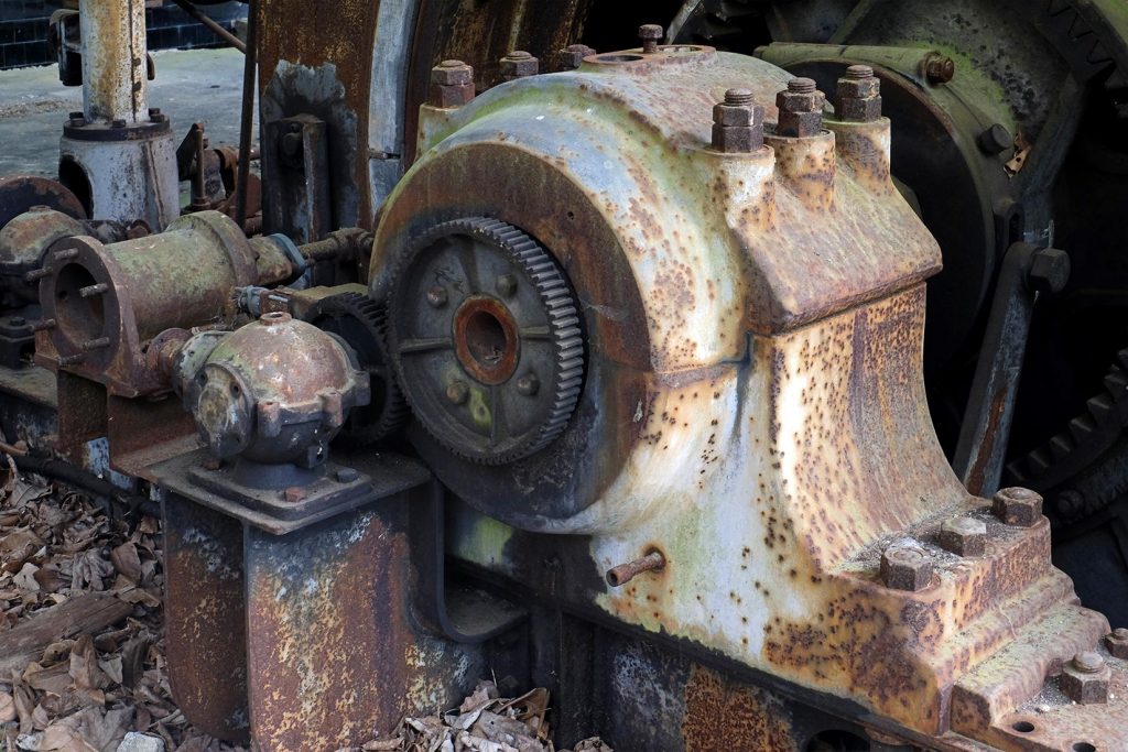 Detalle de la máquina de extracción del Pozo San Fernando. Aller. Asturias. 2021