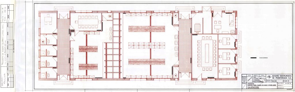 PLN 69 – TOMO 3 MSP – Grupo Paulina. Plano proyecto de un edificio para cuarto de aseo y otros usos. Calefacción. Serie PA-E Num 107-10. Año 1993