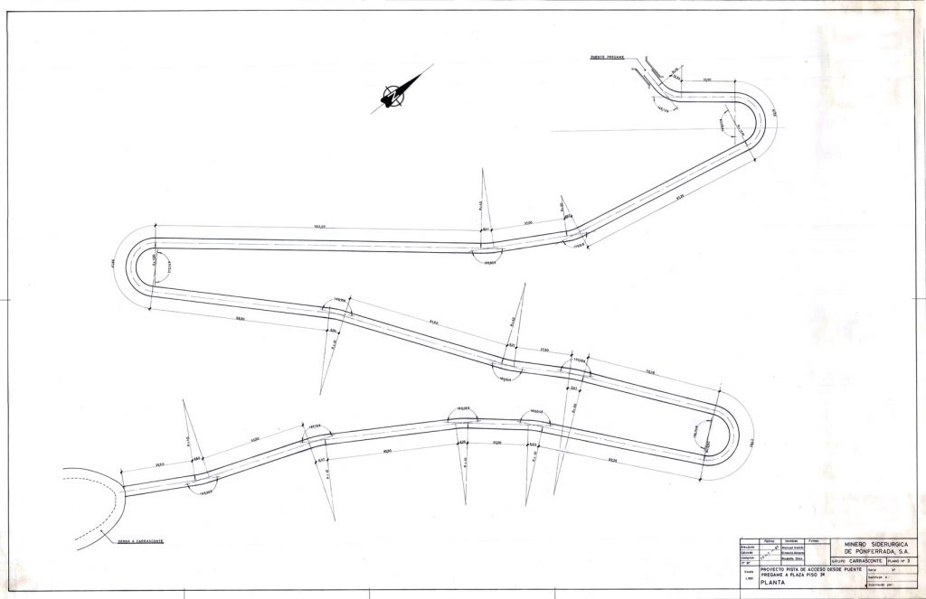 PLN 17  – TOMO 7 MSP. Grupo Carrasconte. Plano escala 1:500. Proyecto Puerta Acceso Puente Pregame a Plaza Piso 3º Planta. Año 1987