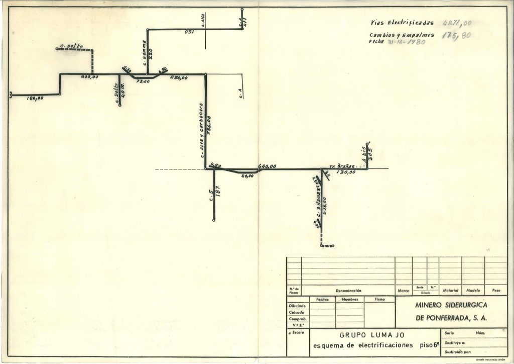 PLN 18 – TOMO 7 MSP. Grupo Lumajo. Esquema de electrificaciones piso 6º. Año 1980