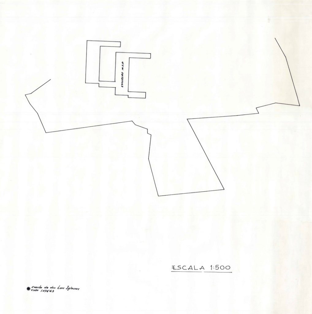 PLN 42 – TOMO 7 MSP. Plano escala 1:500. Fuente de Don Luis Iglesias. Escuelas MSP. Fecha indeterminada