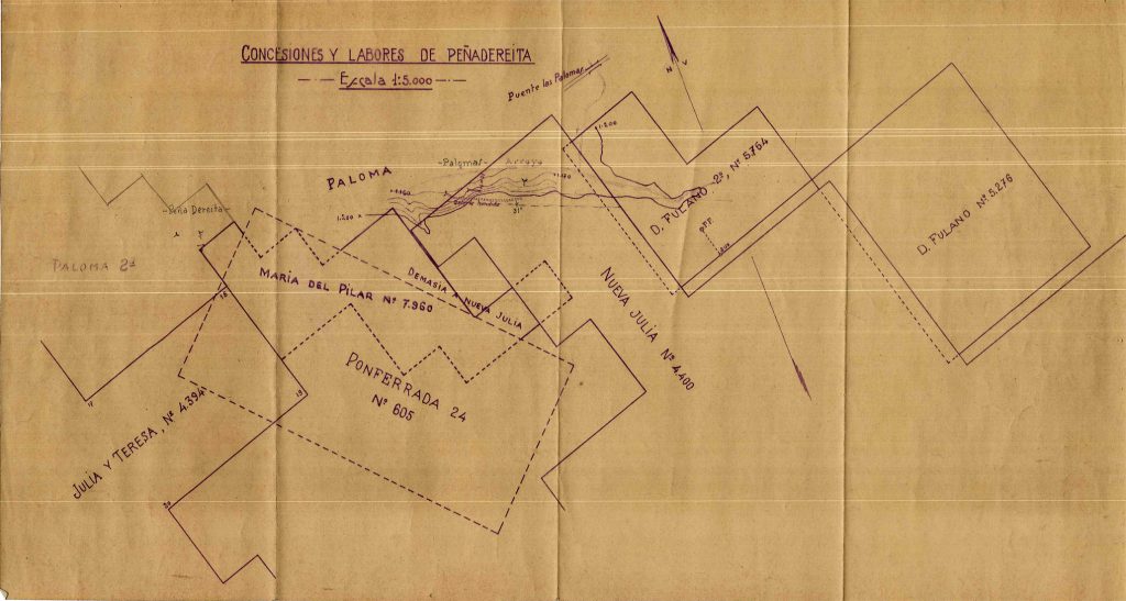 PLN 44 – TOMO 7 MSP. Concesiones y labores de Peñadereita. Plano escala 1:5000. Fecha indeterminada