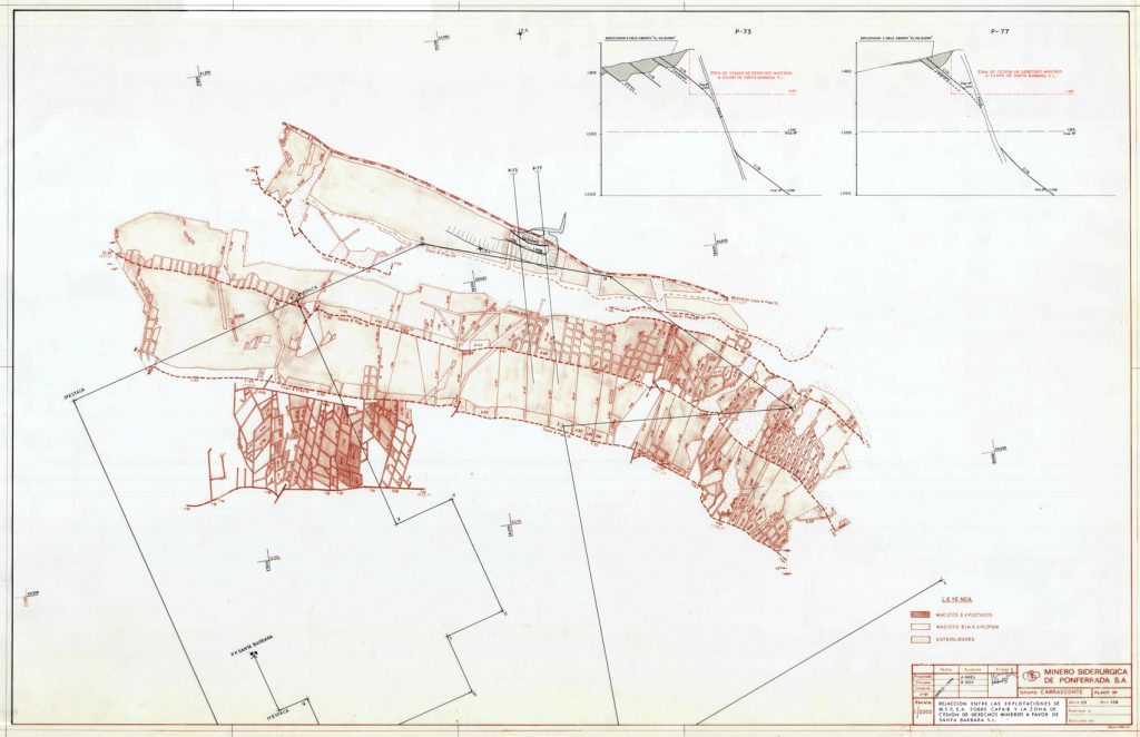 PLN 11 – TOMO 6 MSP. Grupo Carrasconte. Plano escala 1:2000. Cesión derechos mineros sobre la capa 8 a favor Santa Bárbara S.L. Año 1994