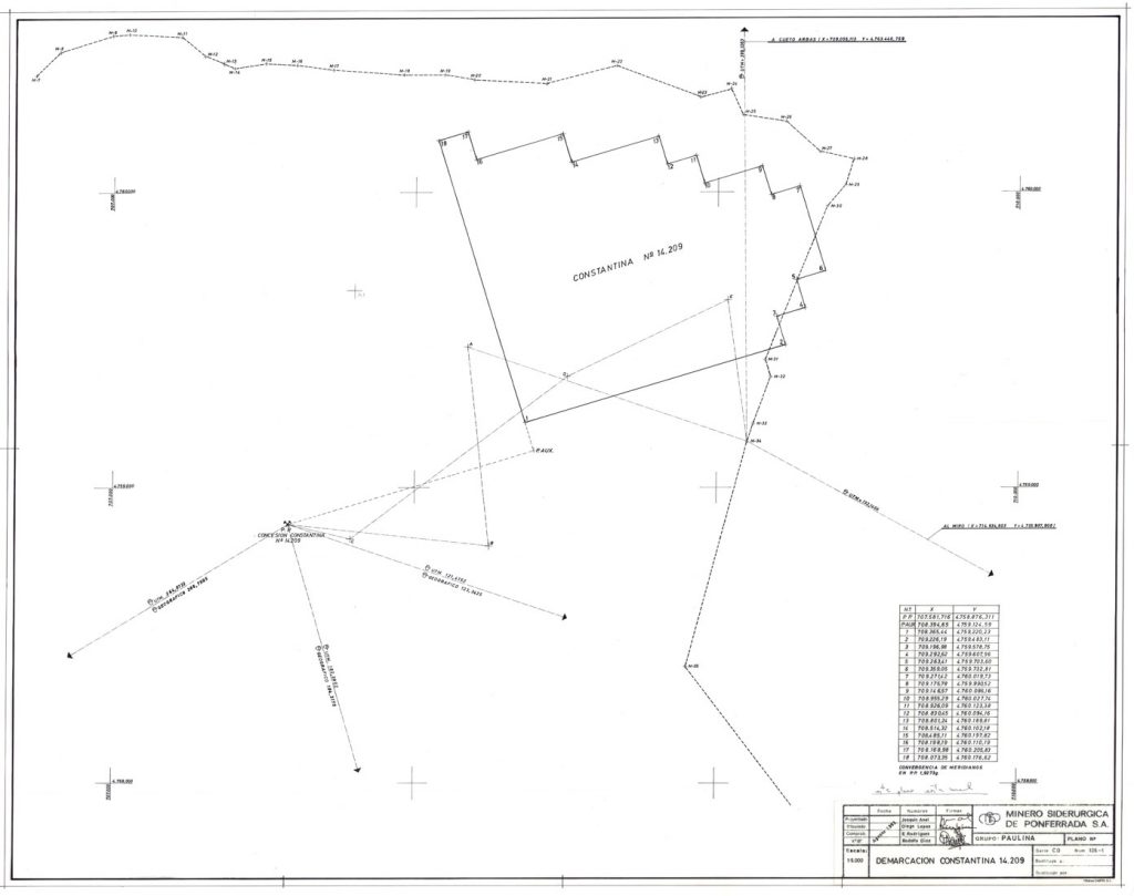 PLN 14 – TOMO 6 MSP. Grupo Paulina. Plano escala 1:5000. Demarcación Constantina 14209. Año 1993