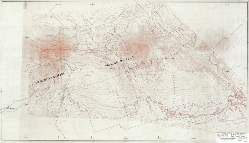 PLN 16 – TOMO 6 MSP. Grupo Paulina. Plano escala 1:5000. Plano de concesiones de la Zona Paulina Oeste. Año 1995