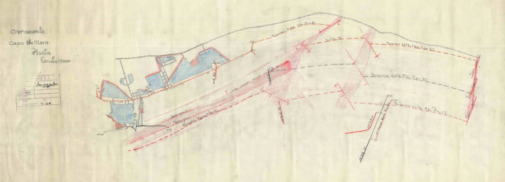 PLN 25 – TOMO 6 MSP. Grupo Carrasconte. Plano escala 1:2000. Capa 9bis Mora Planta. Año 1964