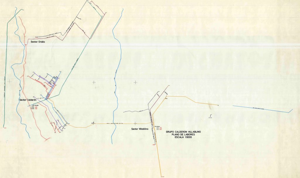 PLN 31 – TOMO 6 MSP. Grupo Calderón-Villablino. Plano escala 1:5000. Plano de labores. Fecha indeterminada