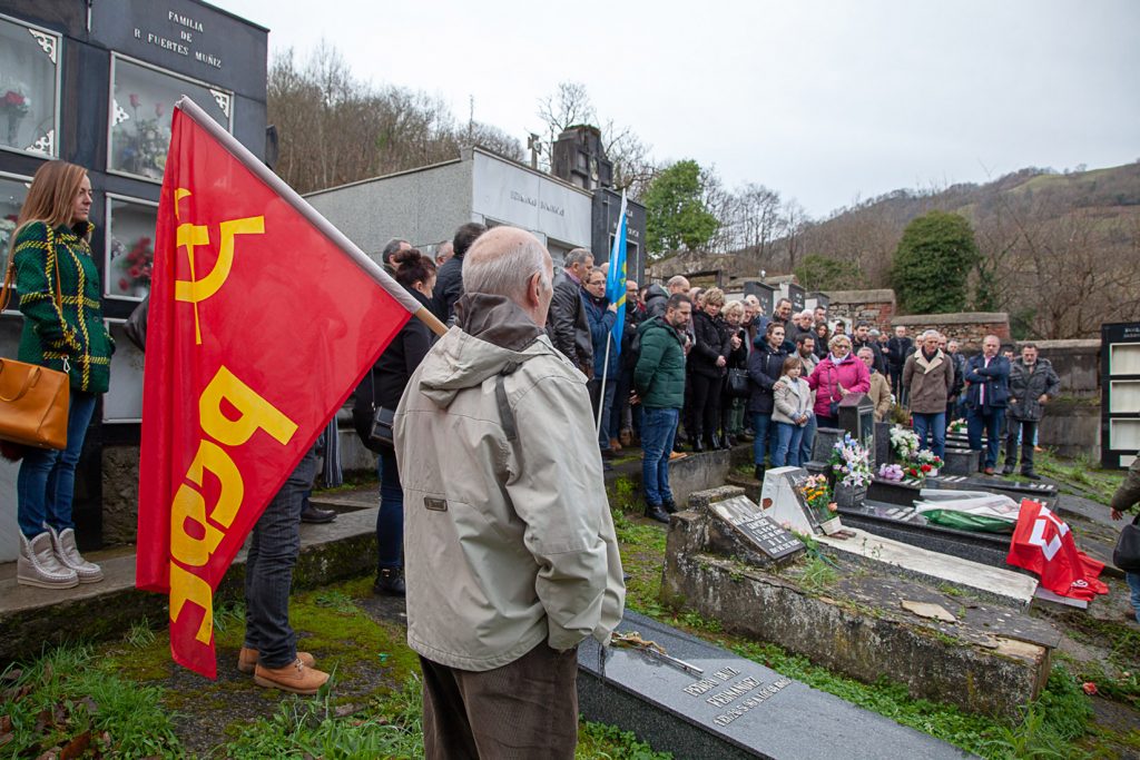 Homenaje a Lorenzo Gallardo, minero y sindicalista de CCOO fallecido durante las movilizaciones mineras de 1998. Ujo. Asturias 2018