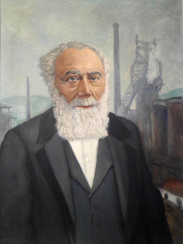 Retrato de Guillermo Schutz en el Ayuntamiento de Mieres del pintor J. Mª. Fernández Peláez