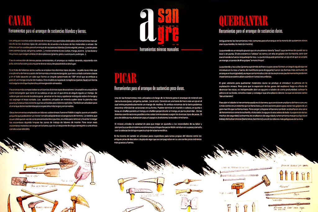 Exposición de Herramientas mineras. A sangre. Museo de la Siderurgia y la Minería de Castilla y León. Sabero 2021