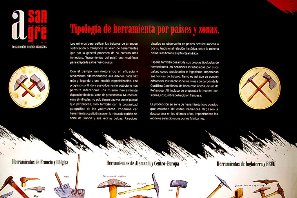 Exposición de Herramientas mineras. A sangre. Museo de la Siderurgia y la Minería de Castilla y León. Sabero 2021
