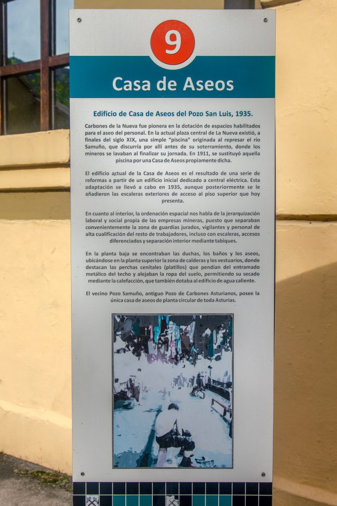 Panel informativo del pozo San Luis. Ecomuseo del Valle del Samuño. Langreo. Asturias 2020