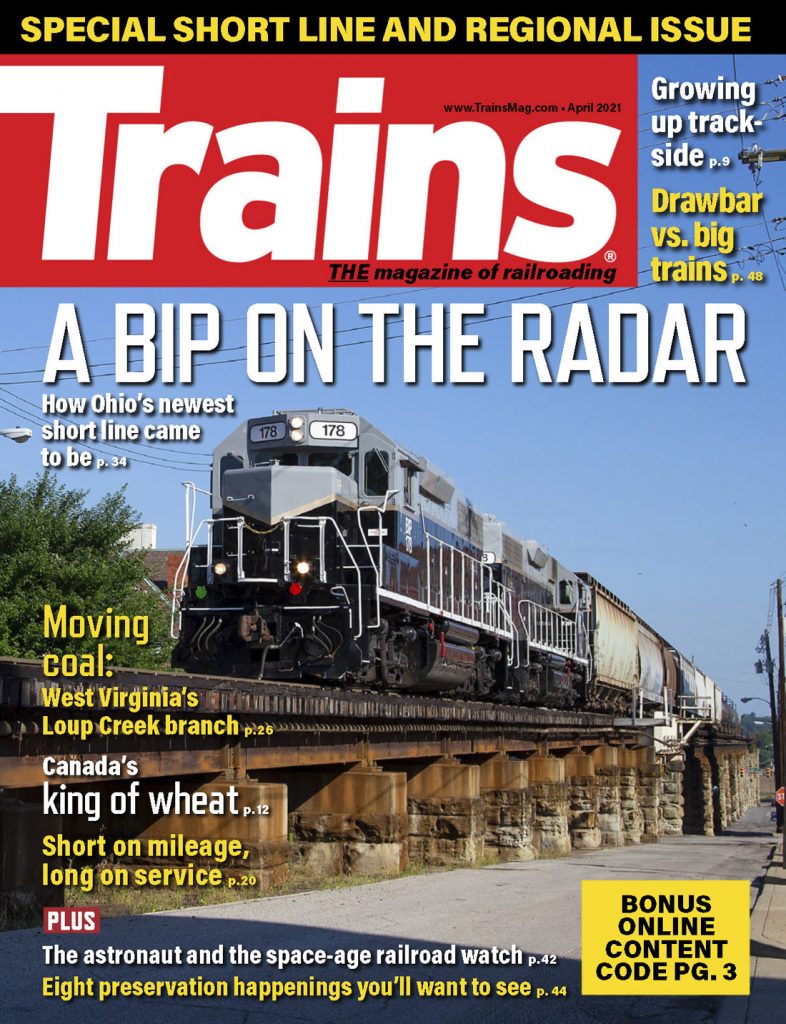 Portada de la revista Trains de Abril 2021