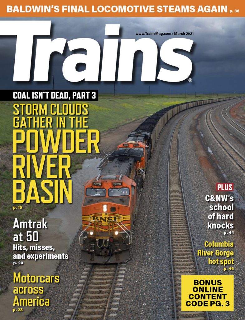 Portada de la revista Trains de Marzo 2021