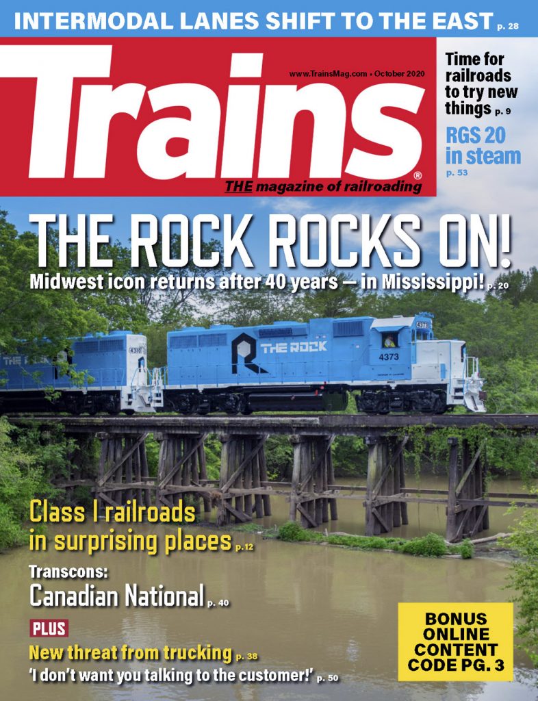 Portada de la revista Trains de Octubre 2020