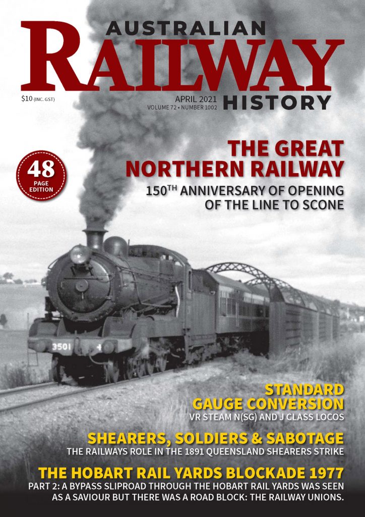 Portada de la revista Australian Railway History. Abril 2021