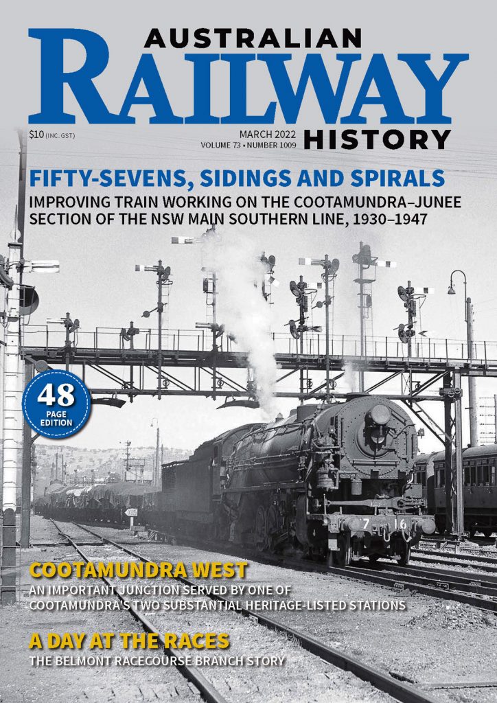 Portada de la revista Australian Railway History. Marzo 2022