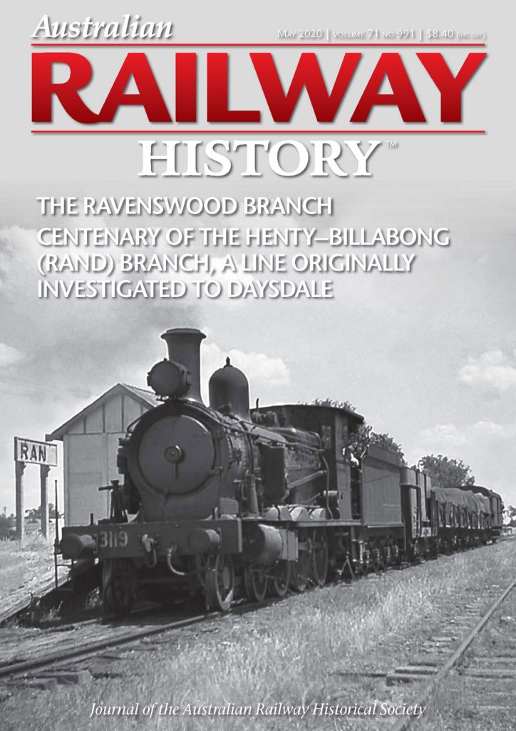 Portada de la revista Australian Railway History. Mayo 2020