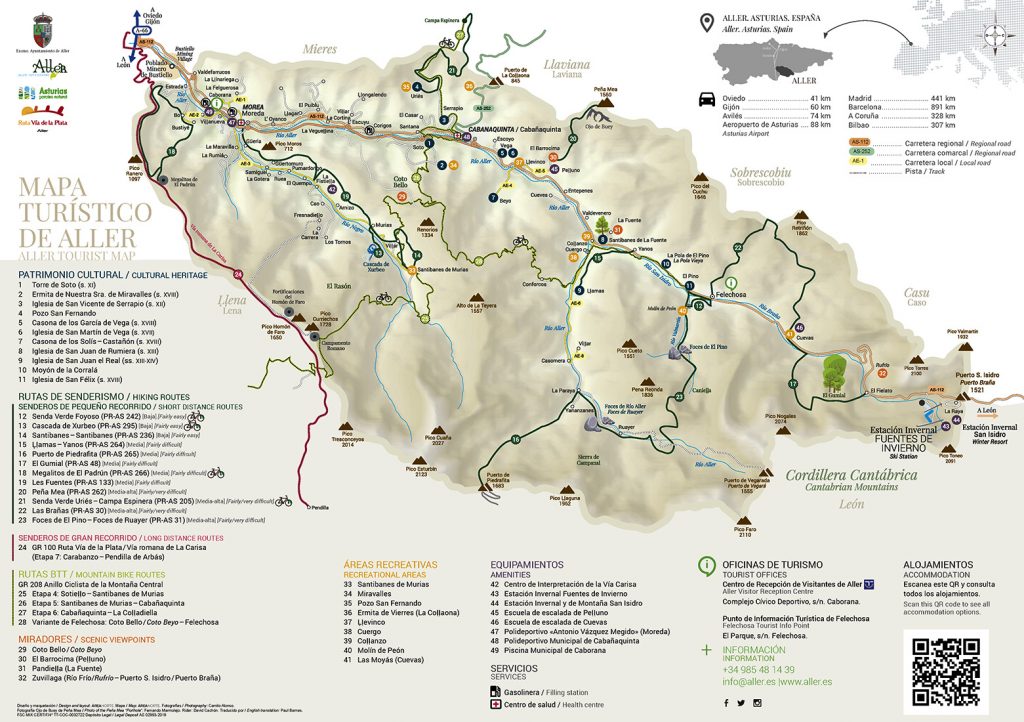Mapa turistico del Concejo de Aller. 2019