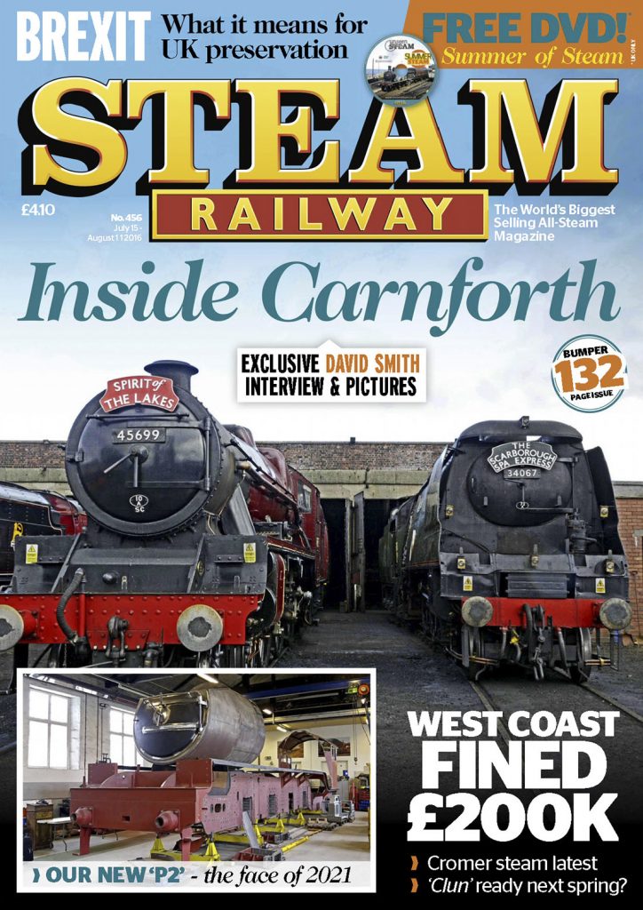Portada de la revista Steam Railway. Nº 456. Del 15 Julio al 11 de Agosto de 2016